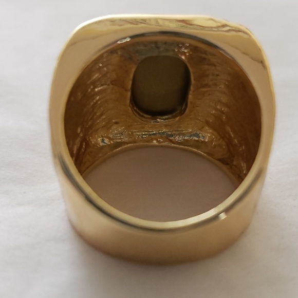 Men's Blue Gemstone Yellow Gold Filled Ring - Picture 5 of 7